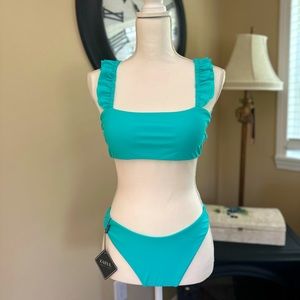 Brand new with tags! Turquoise Zaful Two Piece Ruffle Bikini Bathing Suit